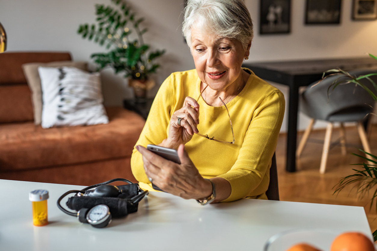 Patient on smartphone for telehealth appointment